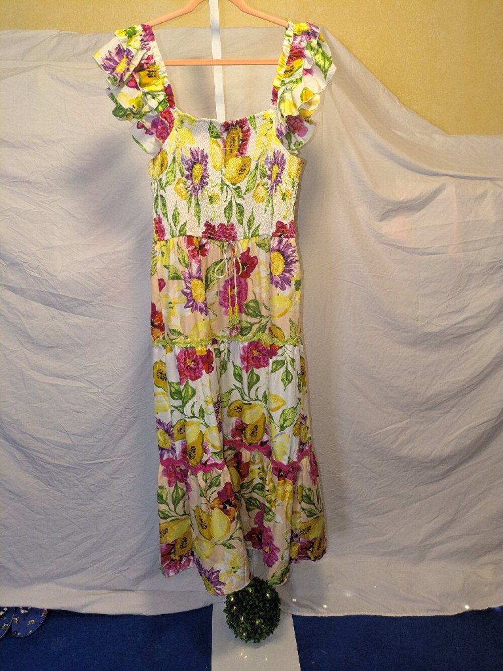 Truly 4 You Vibrant Fruit & Floral Boho Maxi Dress Size XL / Large